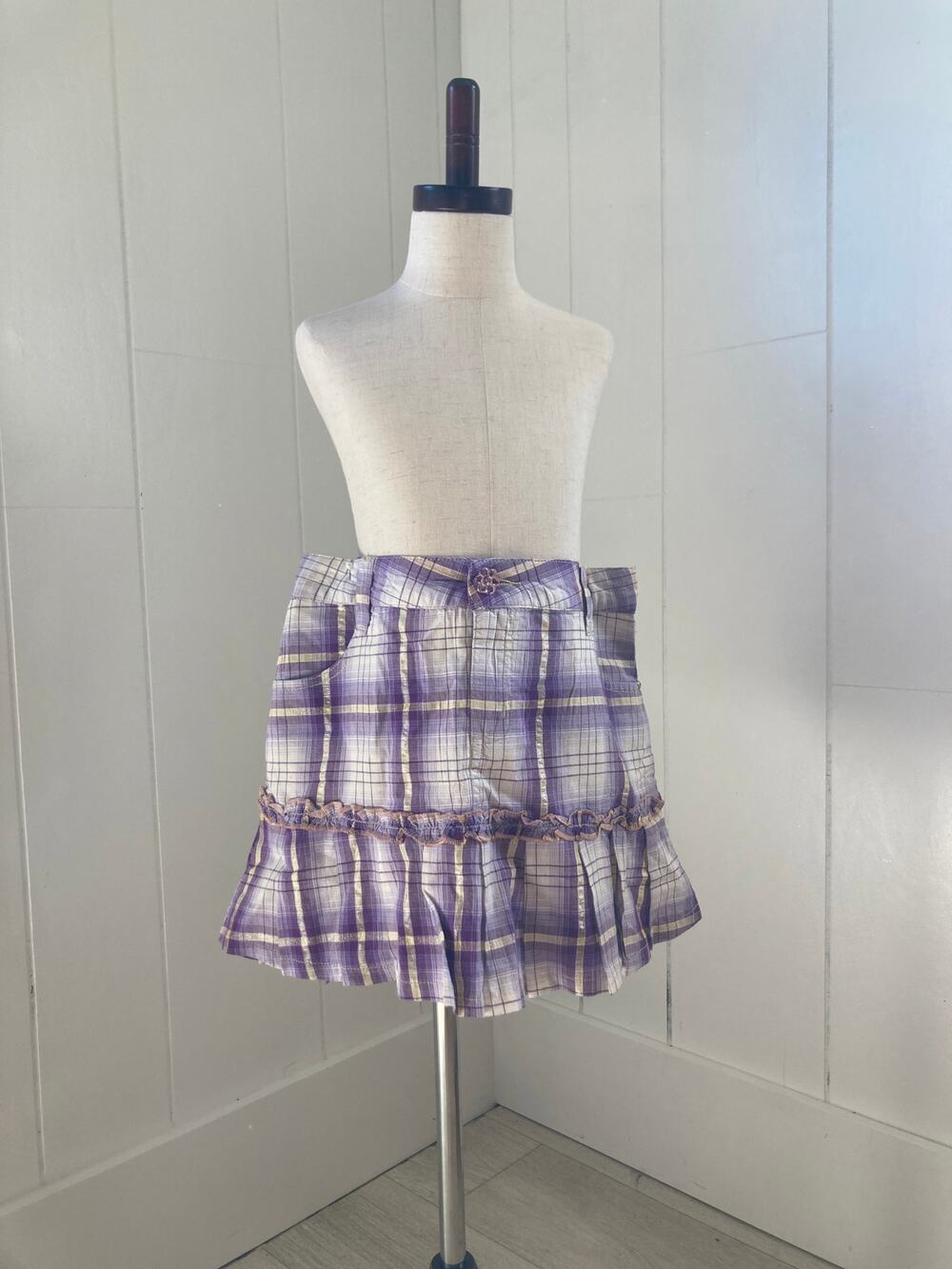Boom Boom Girls Purple & Sparkle Plaid Skirt, Size 16